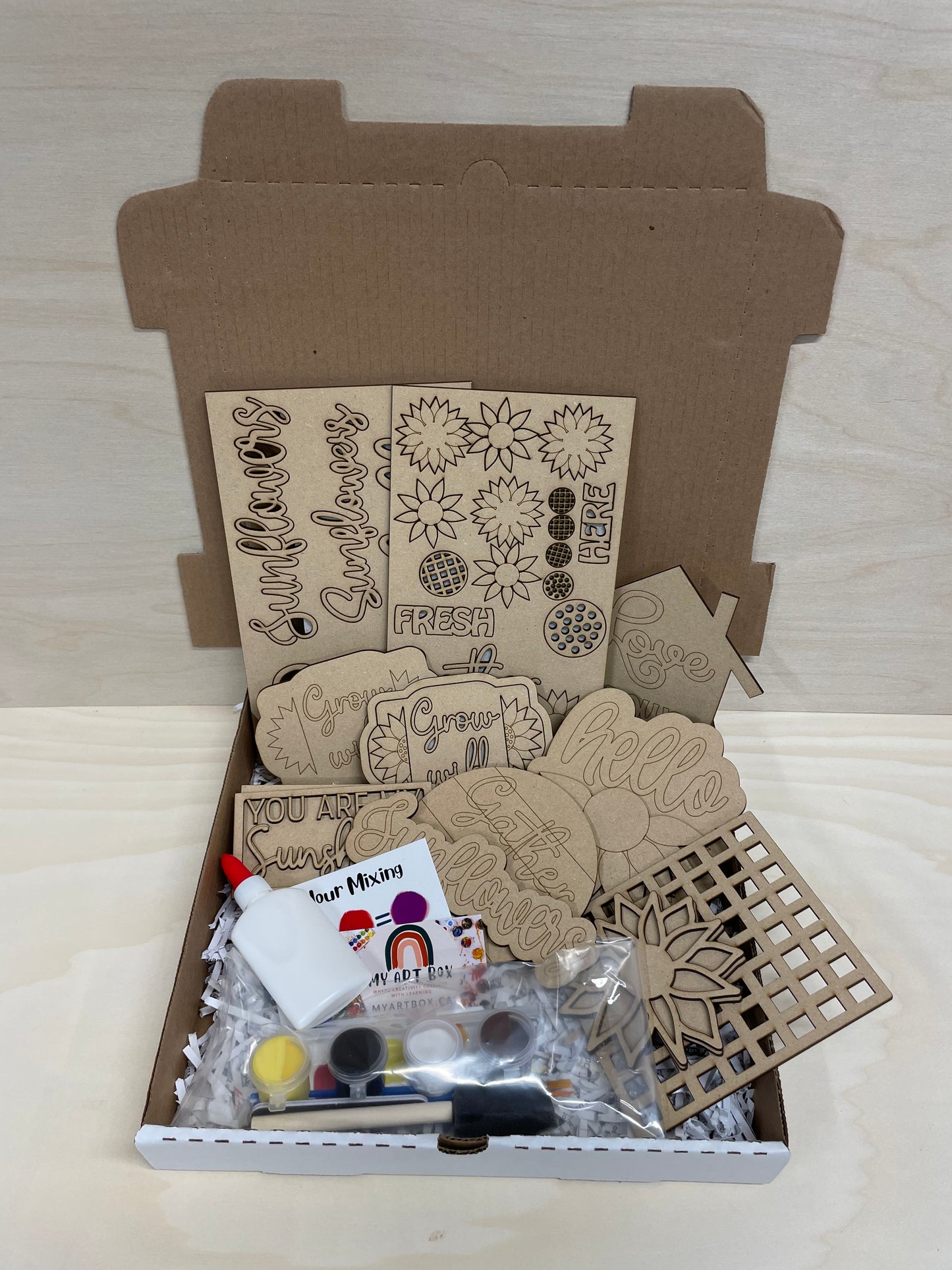 DIY Sunflower Sunshine Tiered Tray or Shelf Decor Kit