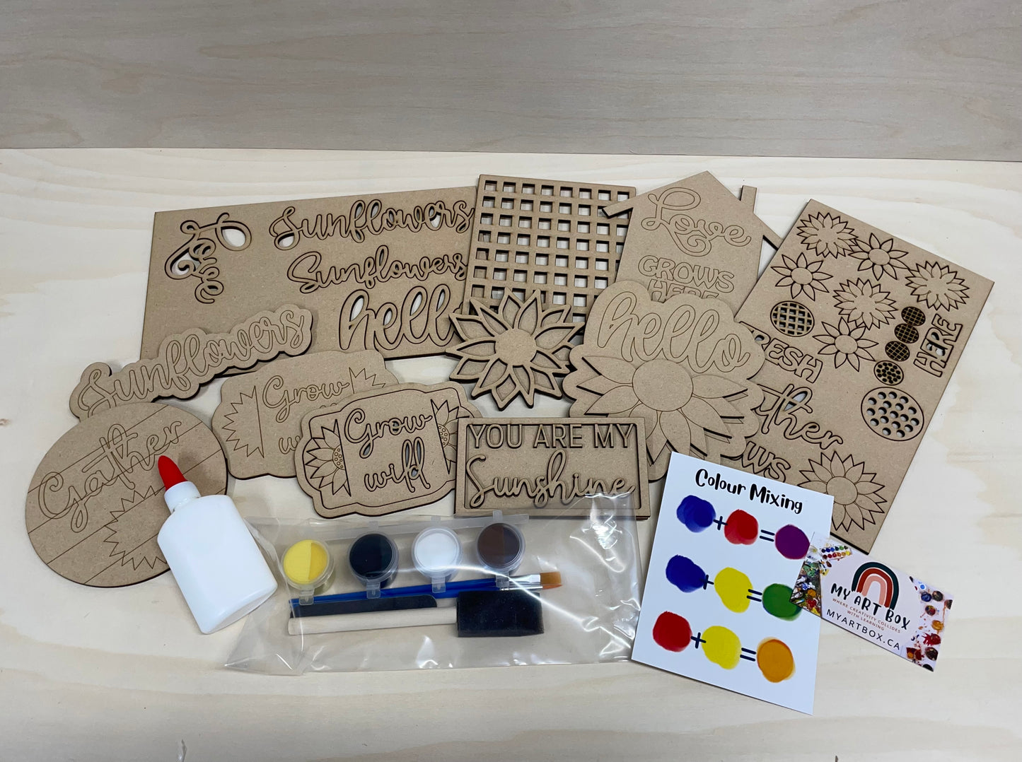 DIY Sunflower Sunshine Tiered Tray or Shelf Decor Kit