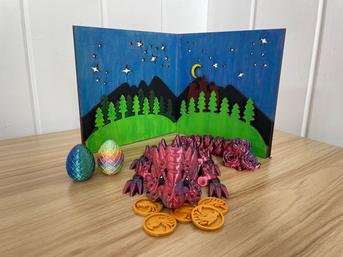 3D Printed Rose and Thorn Dragon, Choose Your Colour