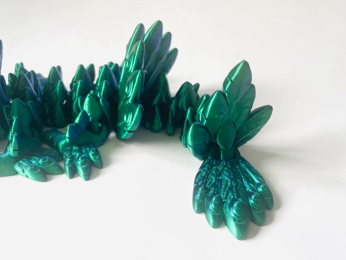 3D Printed Peacock Dragon, Choose Your Colour