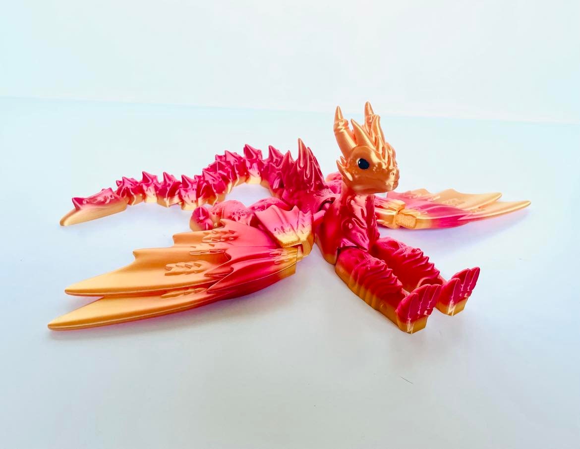 3D Printed Standing Winged Dragon, Choose Your Colour