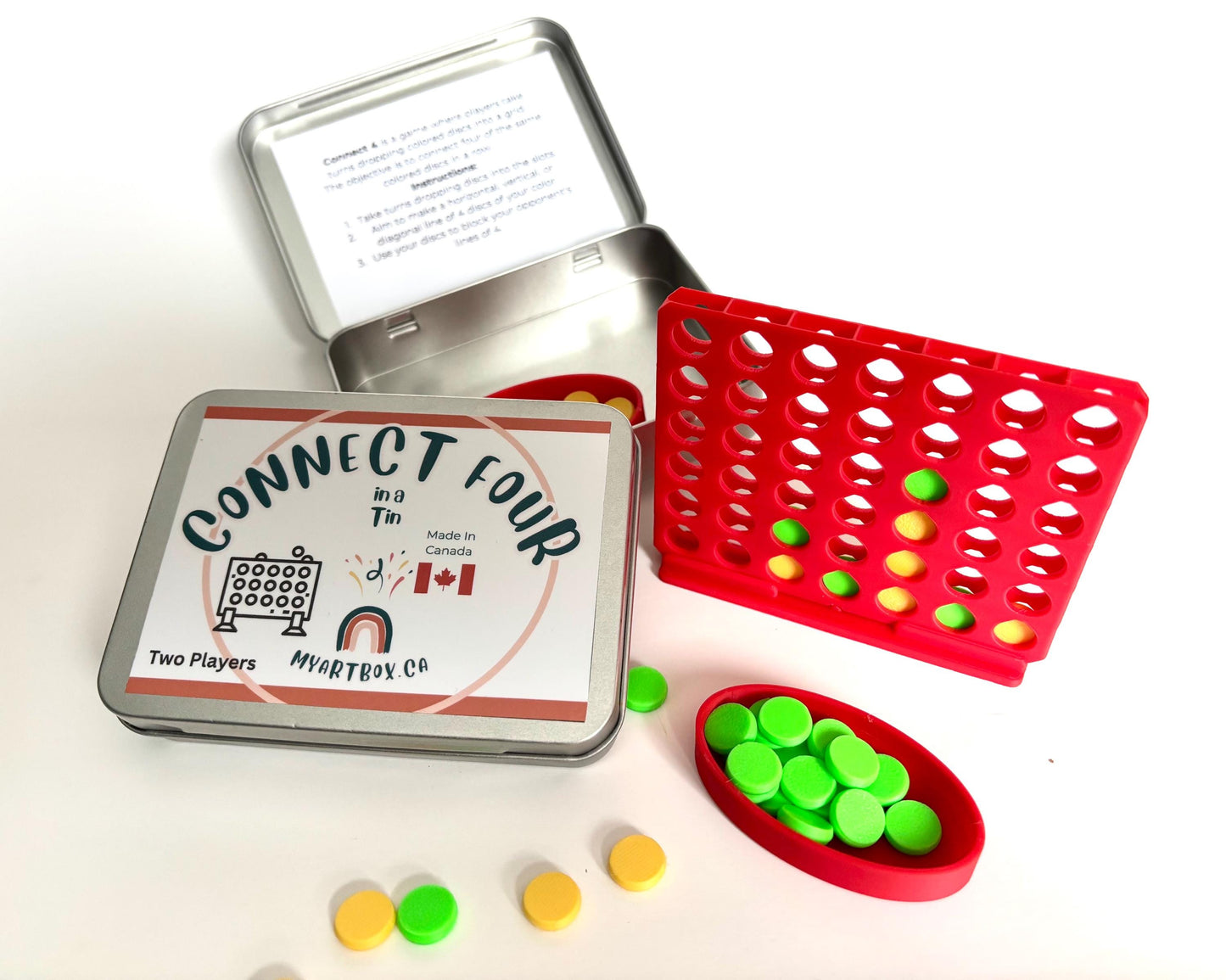 Travel Connect Four Tin Game, Small Board, Family Game, Vacation Activity, Game For Car, Road Trip Activity, 2 Player, Travel Enthusiast