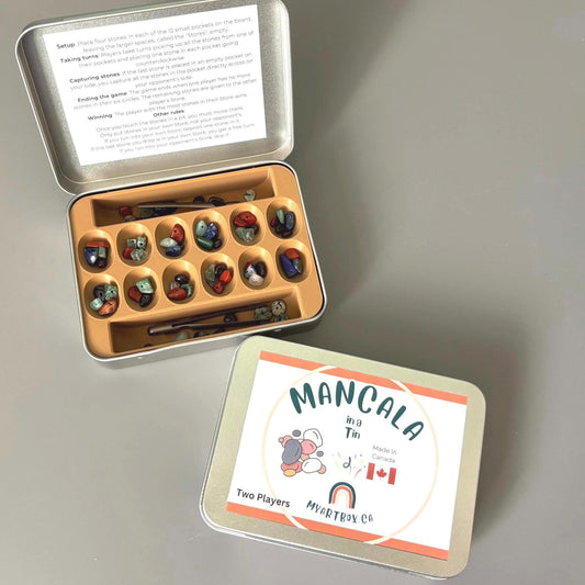 Travel Mancala Tin Game, African Stone Game, Family Game, Vacation Activity, Game For Car, Road Trip Activity, 2 Player, Travel Enthusiast