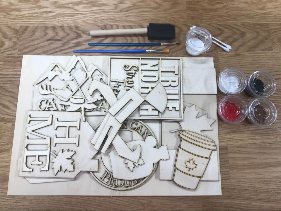 DIY Canada Day Tiered Tray of Shelf Decor