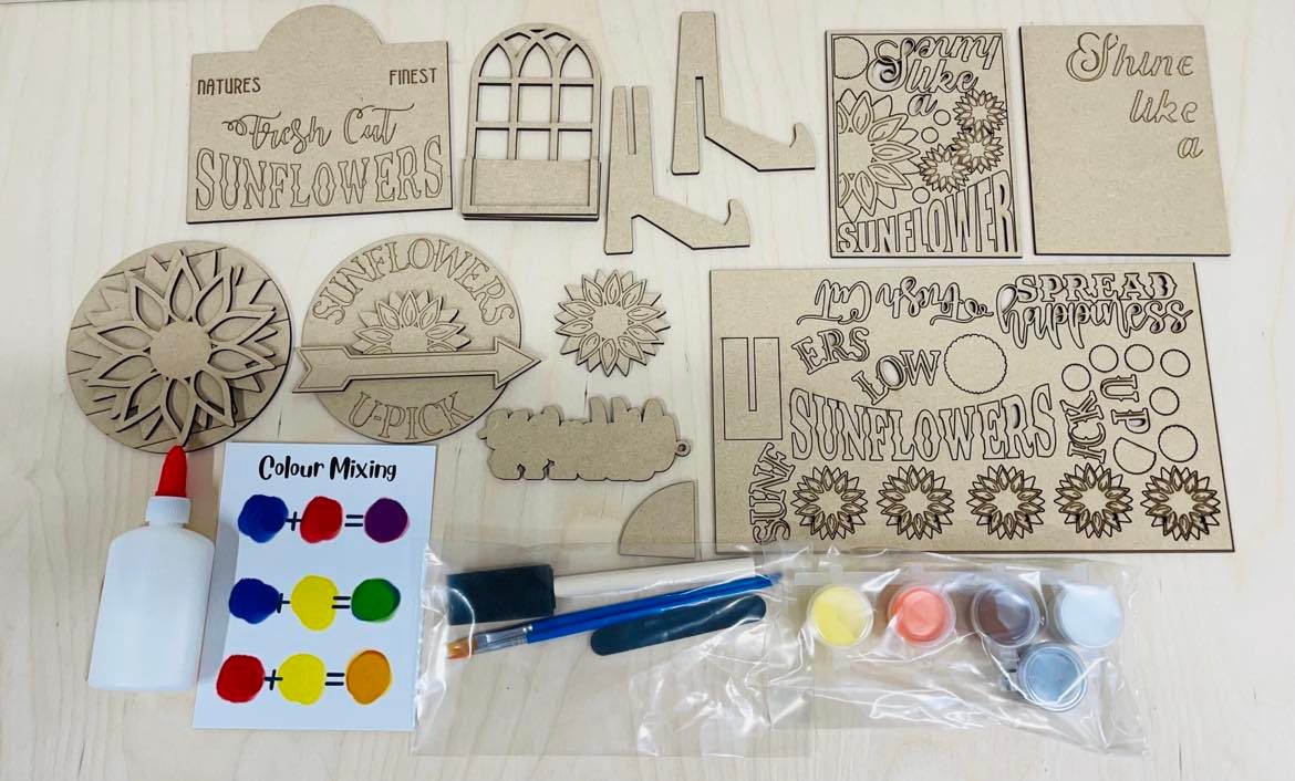 DIY Sunflower Tiered Tray or Shelf Decor Set