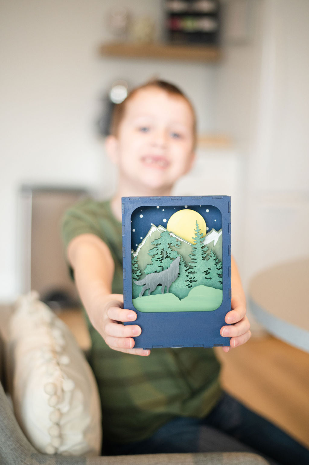 DIY Wolf Shadow Box Light