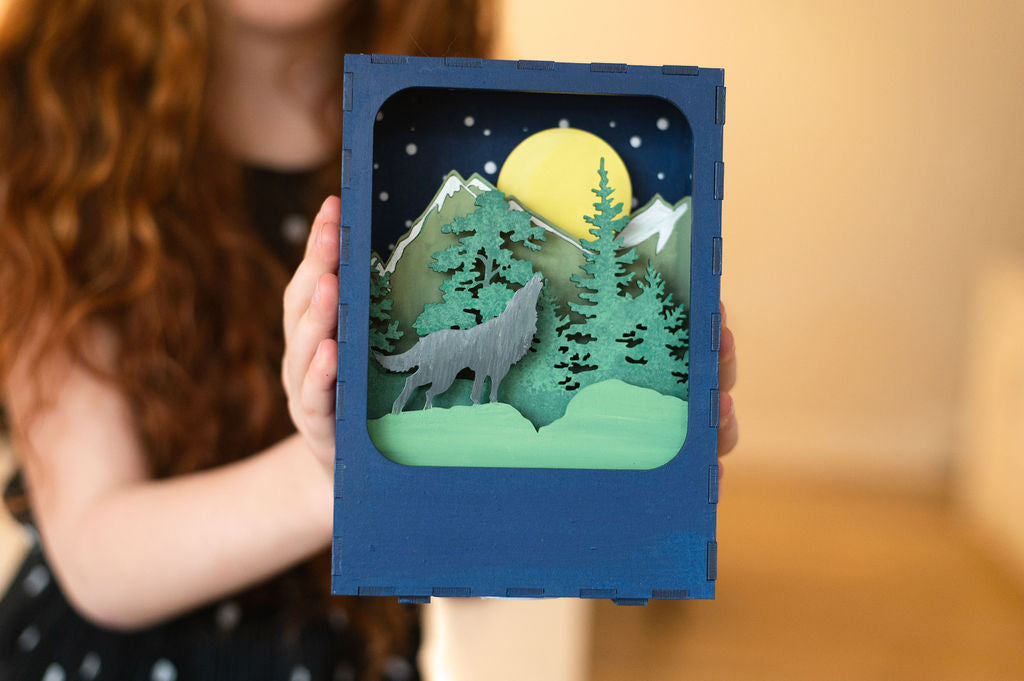 DIY Wolf Shadow Box Light