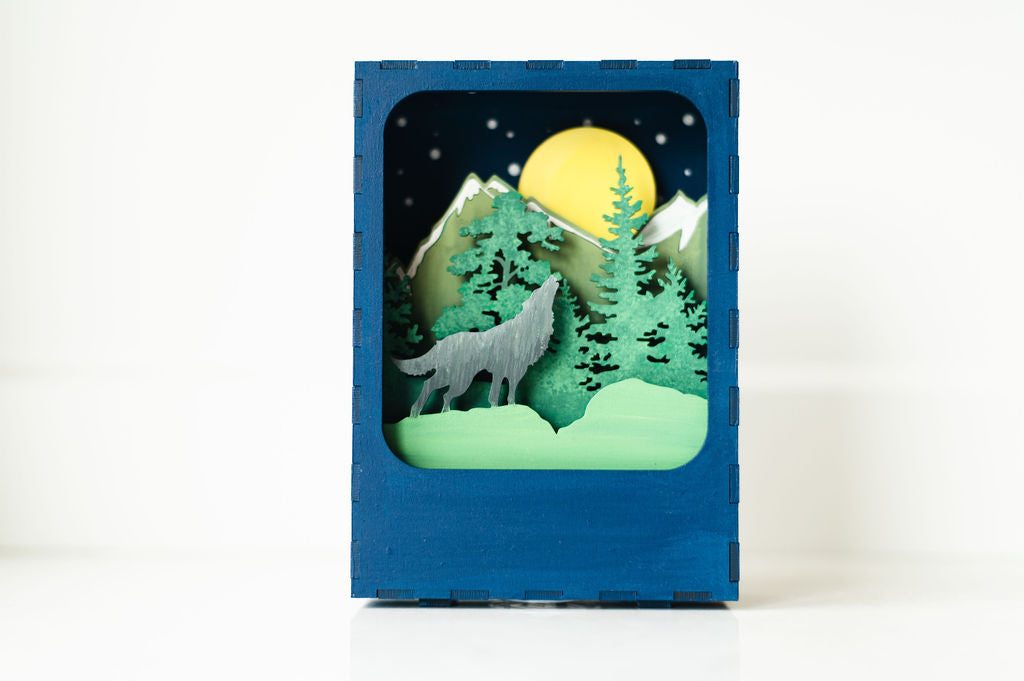DIY Wolf Shadow Box Light