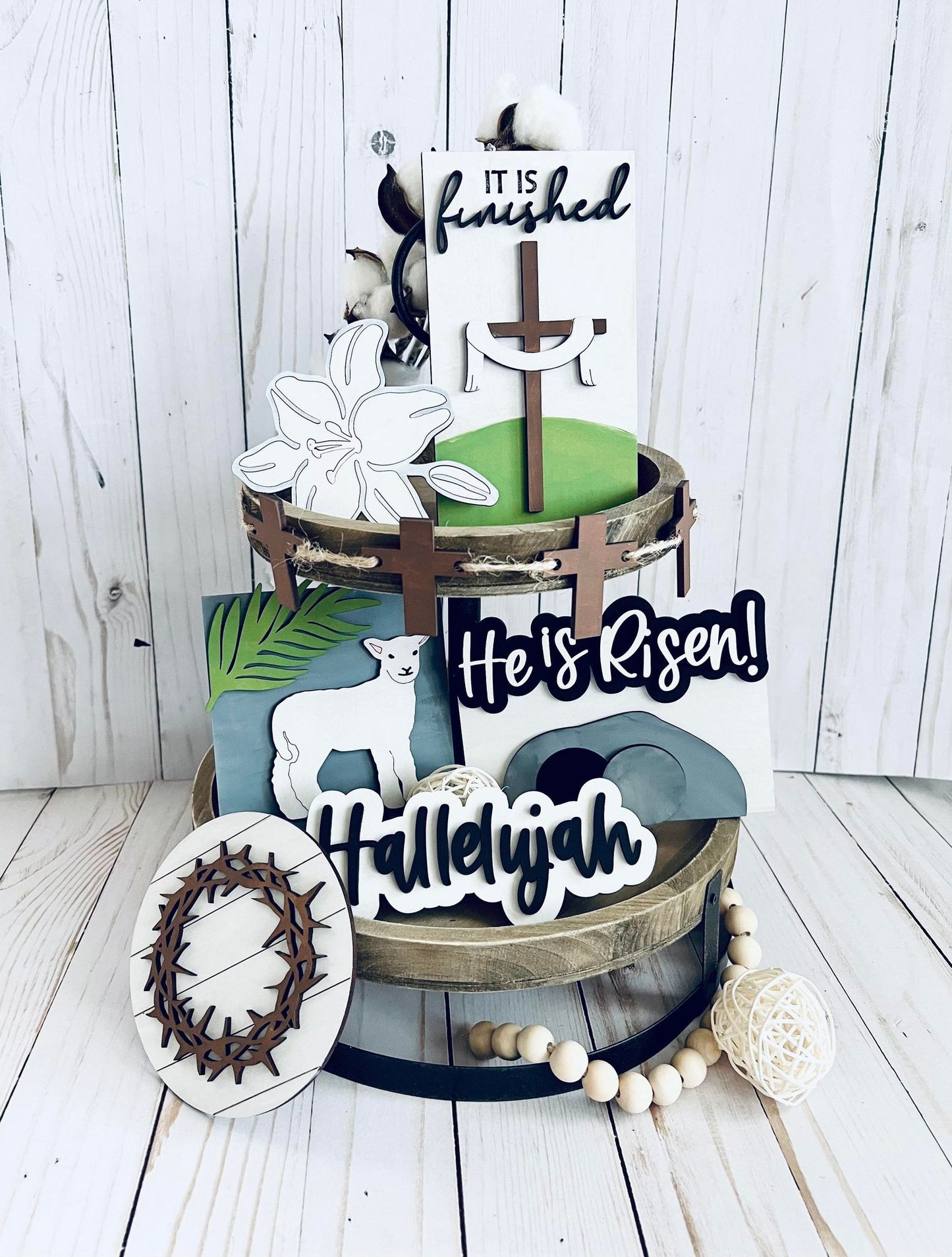 DIY Christian Easter Tiered Tray Set or Shelf Decor