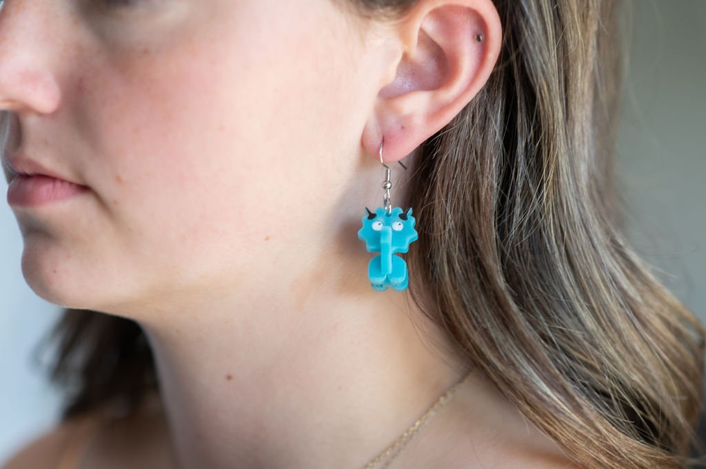 Triceratops Dinosaur 3D Earrings