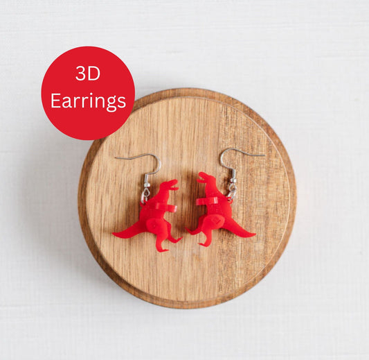 3D Earrings Tyrannosaurus Rex Dinosaur
