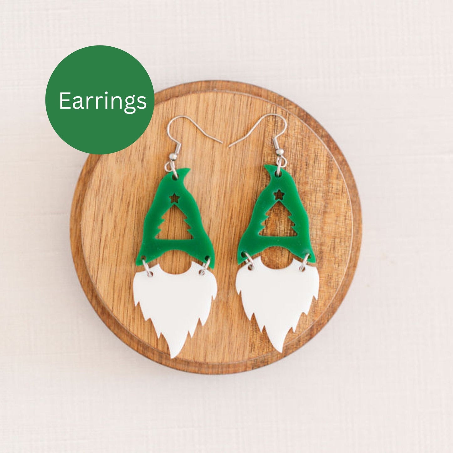 Christmas Tree Hat Gnome Earrings