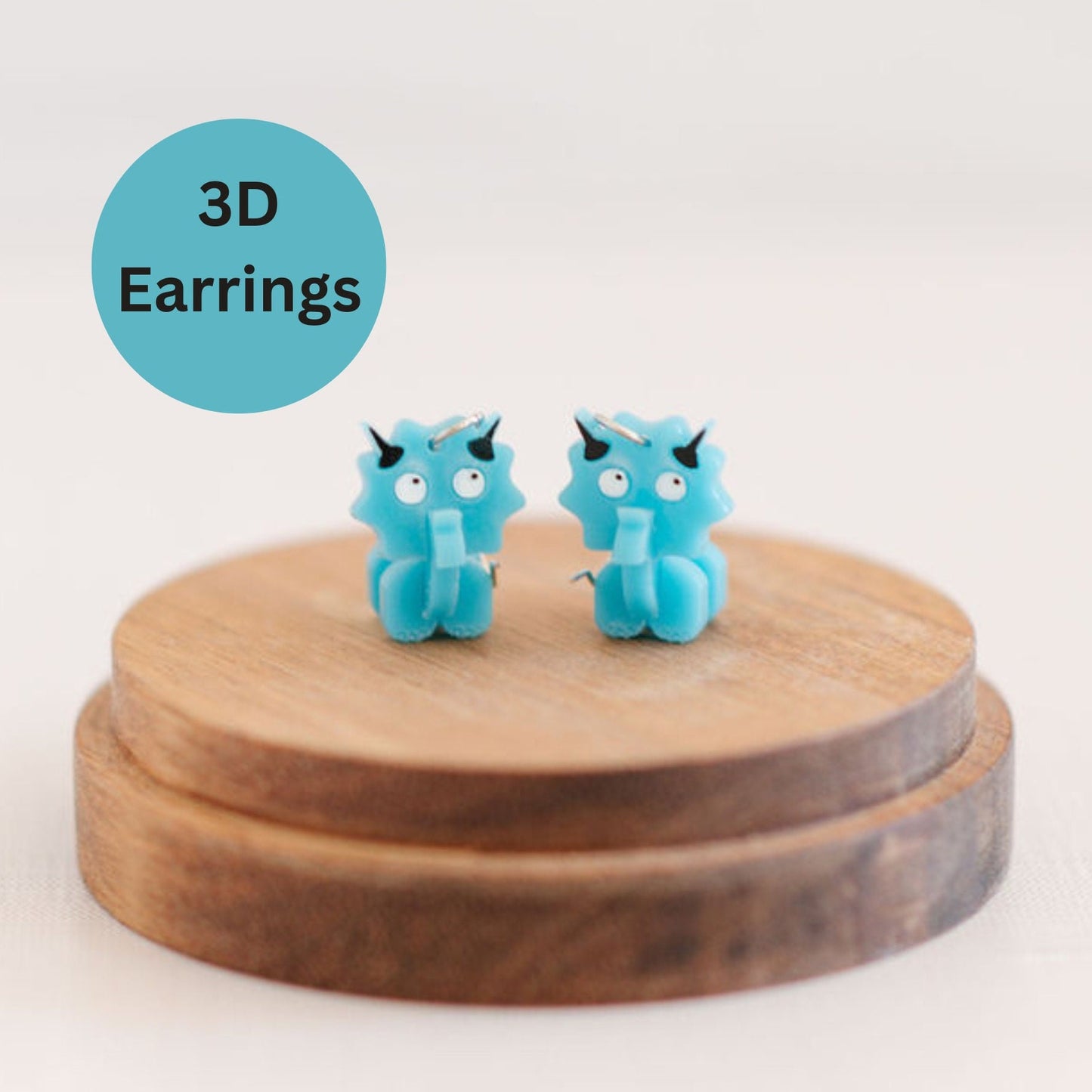 Triceratops Dinosaur 3D Earrings