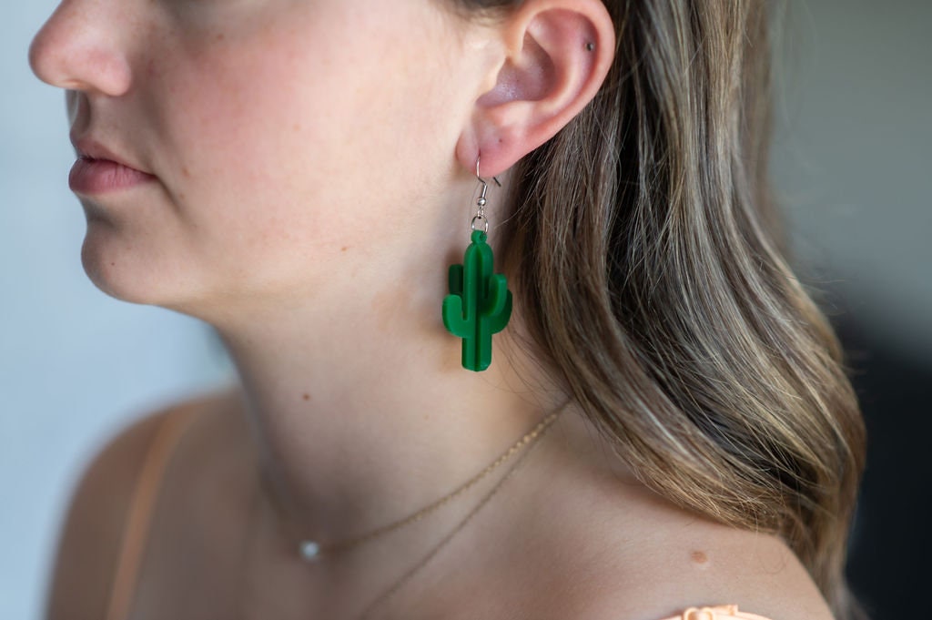 3D Cactus Succulent Funny Earrings
