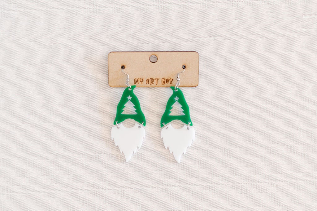 Christmas Tree Hat Gnome Earrings