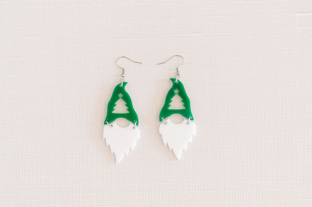 Christmas Tree Hat Gnome Earrings