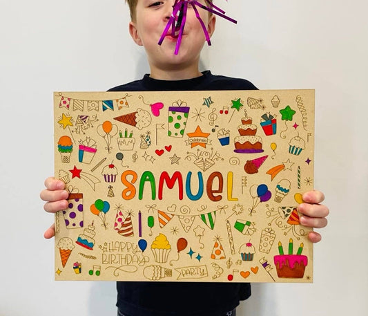 Birthday Custom Name Colouring Activity