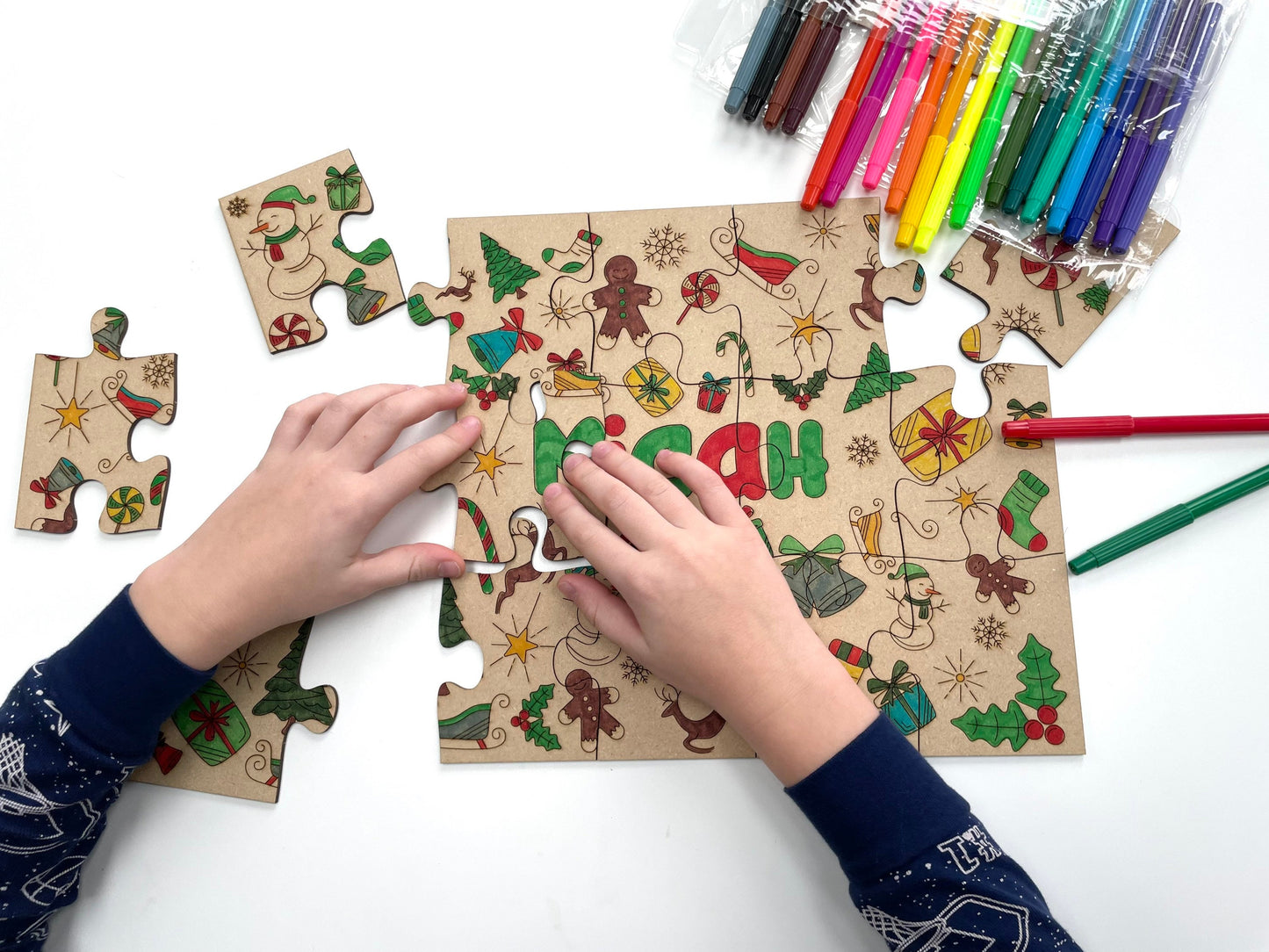 Christmas Custom Name Colouring Puzzle