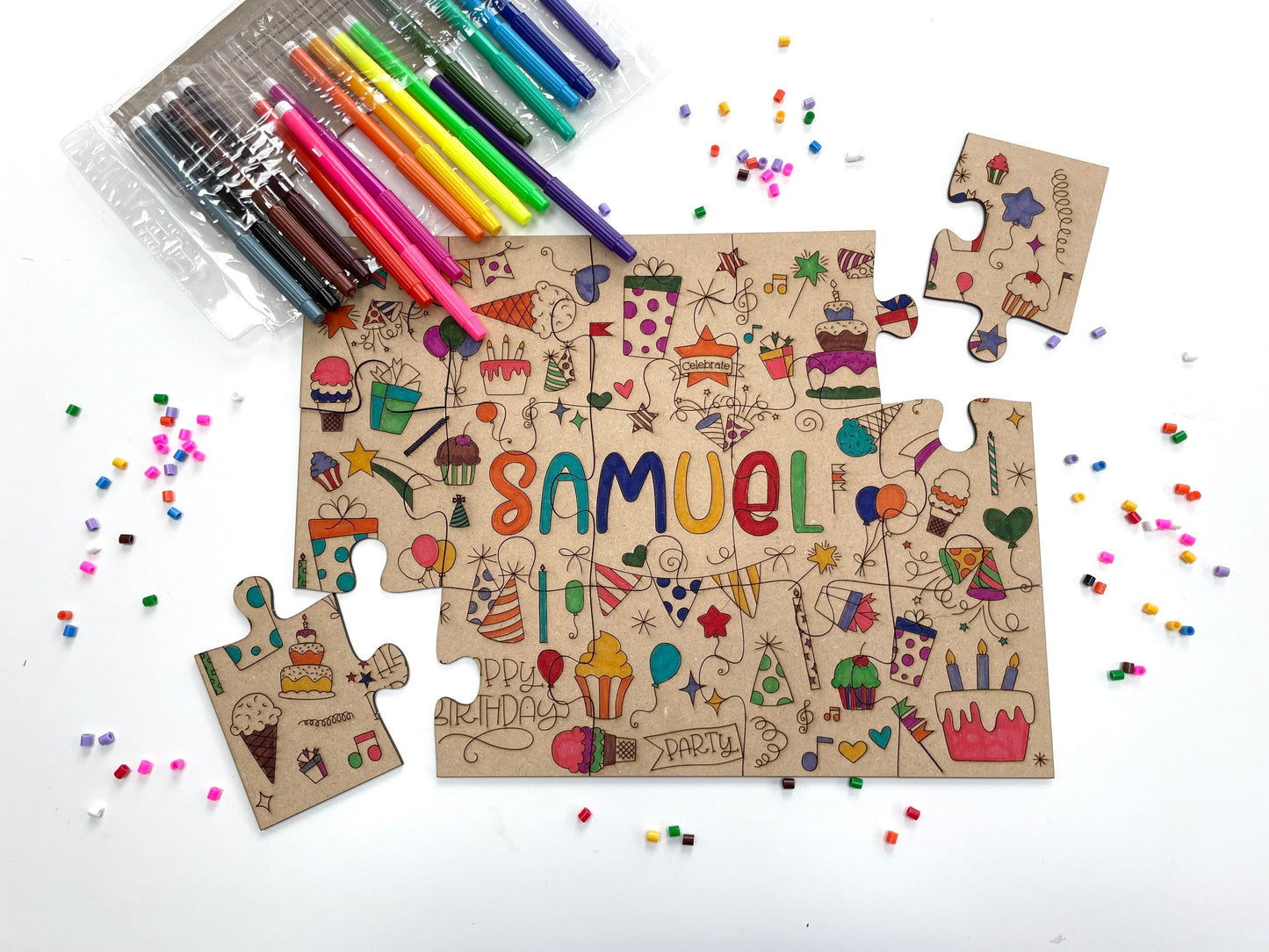 Birthday Custom Name Colouring Puzzle