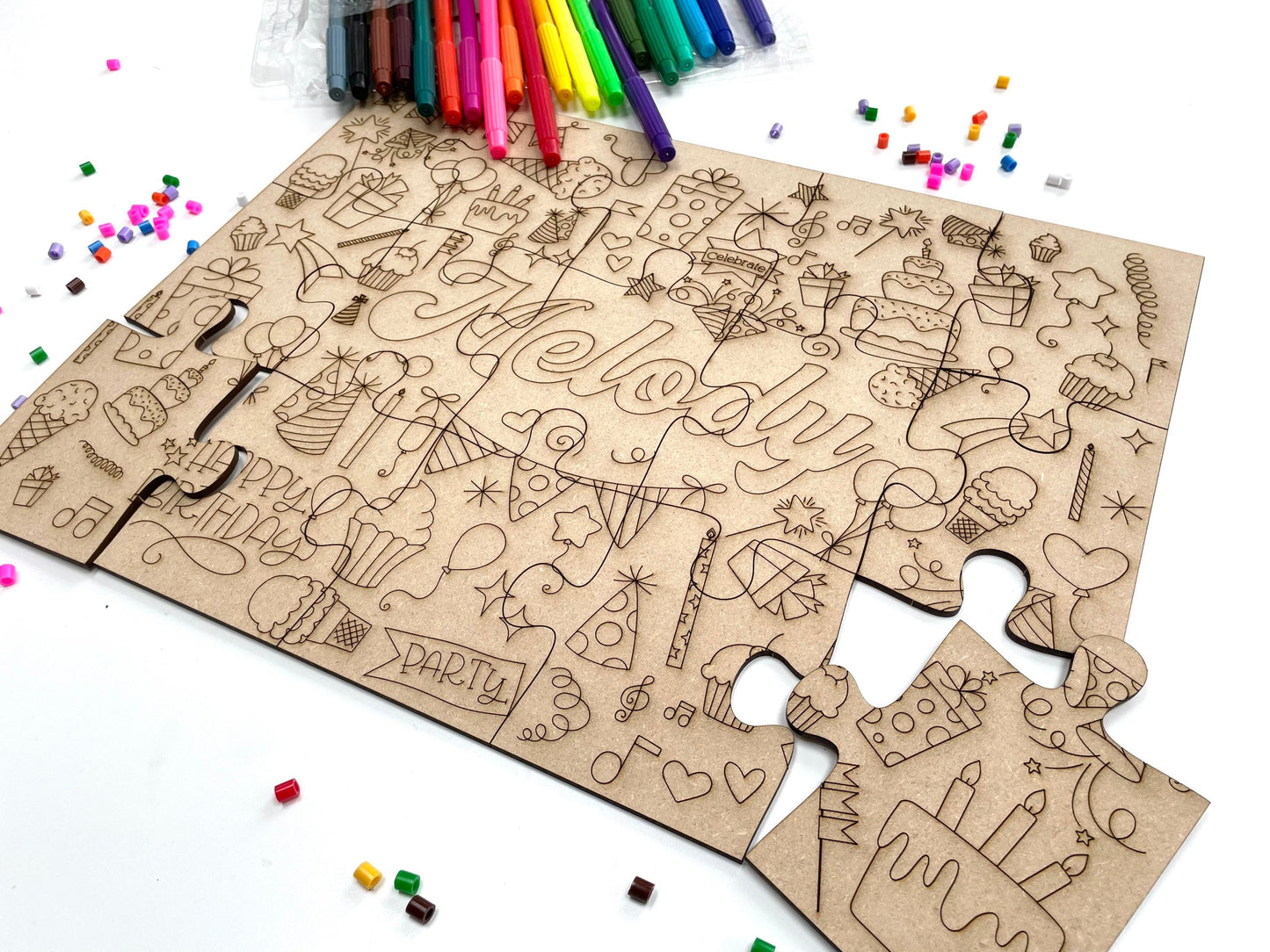 Birthday Custom Name Colouring Puzzle