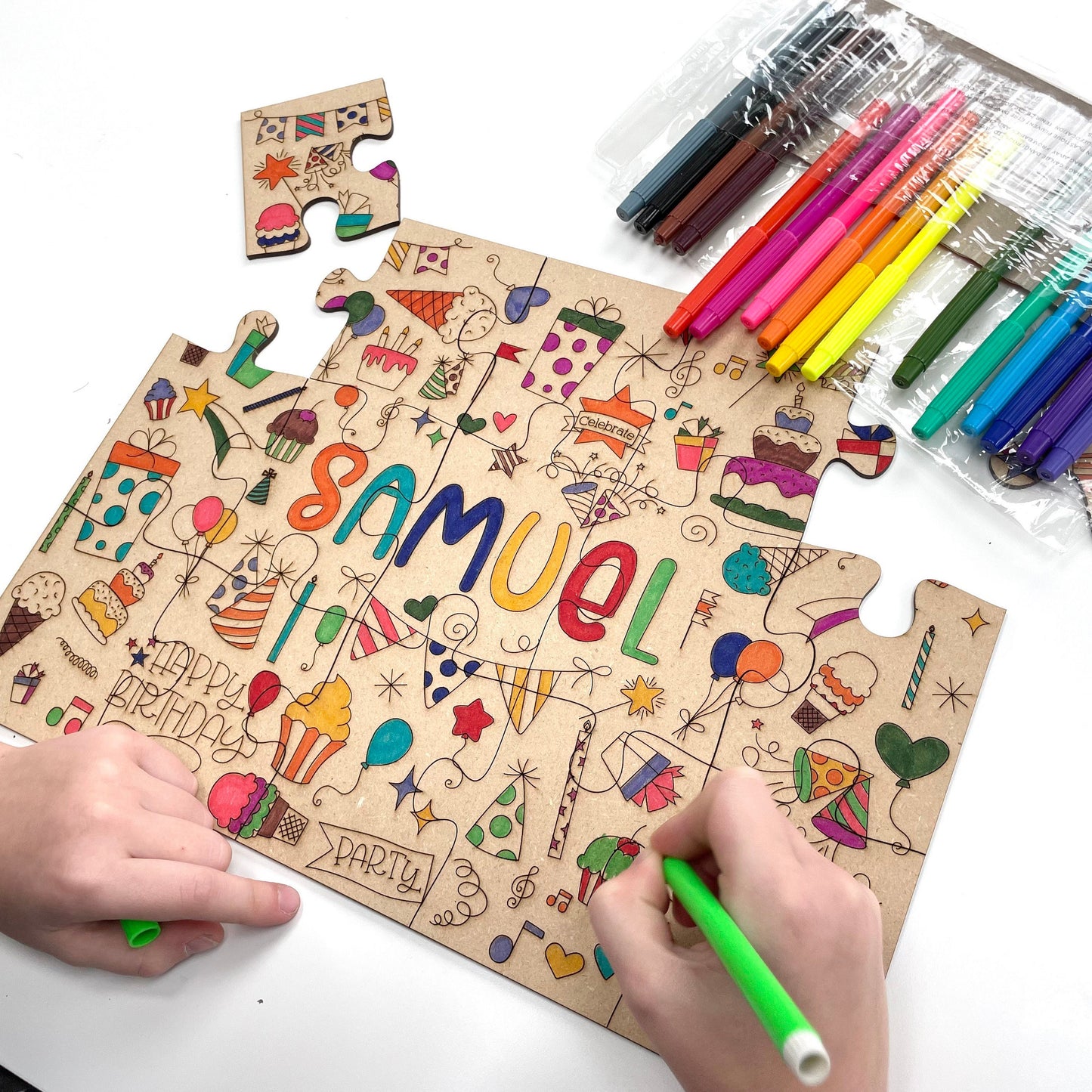 Birthday Custom Name Colouring Puzzle
