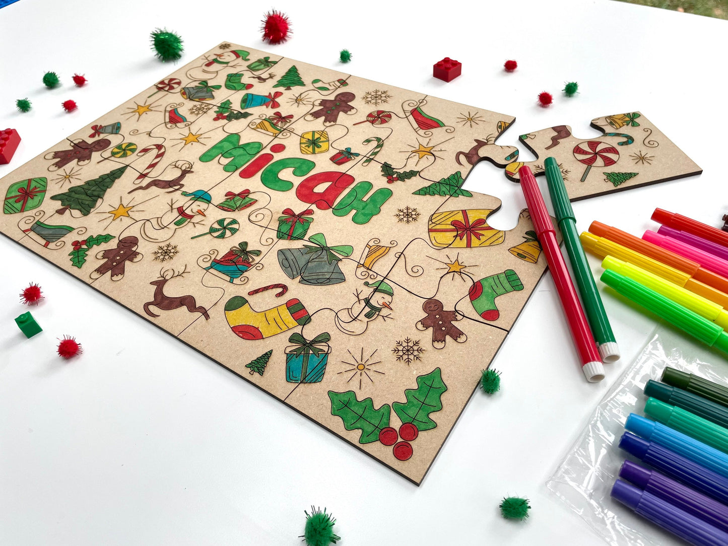 Christmas Custom Name Colouring Puzzle