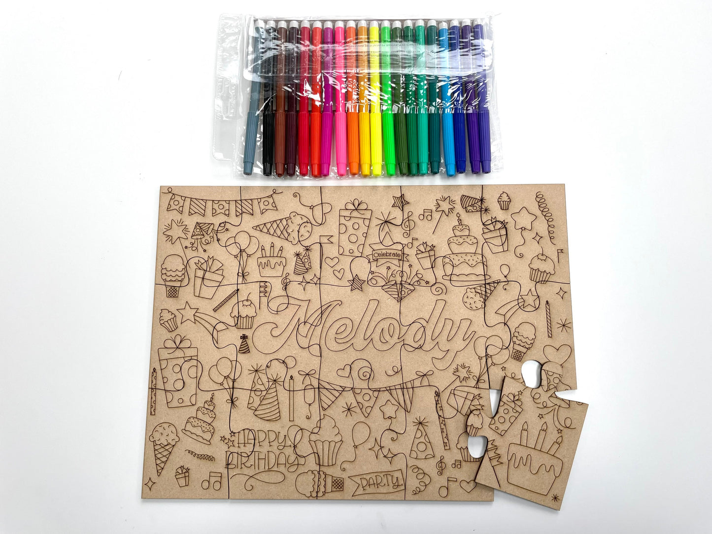 Birthday Custom Name Colouring Puzzle