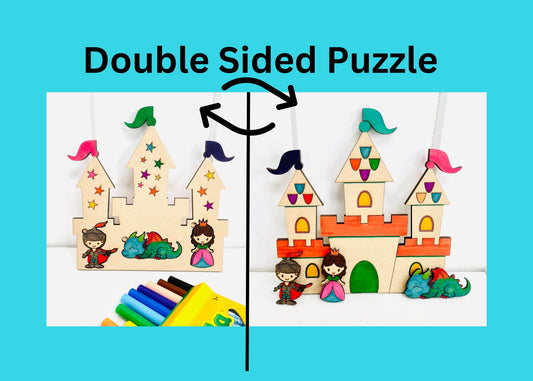 Fairy Tale Dragon Castle Coloring Puzzle