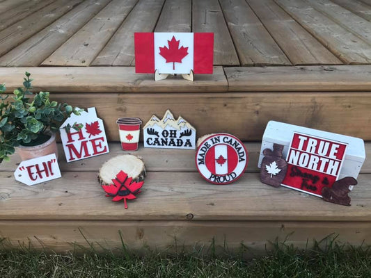 DIY Canada Day Tiered Tray of Shelf Decor