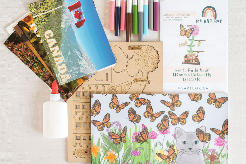 DIY Monarch Butterfly Lifecycle Art and Learn Box