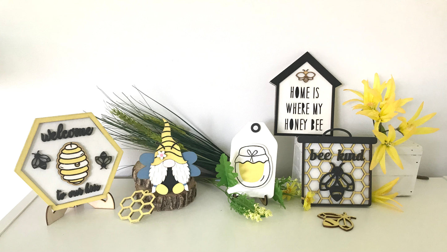 DIY Honey Bee Tiered Tray of Shelf Decor Kit