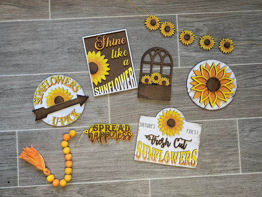 DIY Sunflower Tiered Tray or Shelf Decor Set