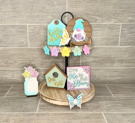 DIY Spring Shelf Set or Tiered Tray Decor Set