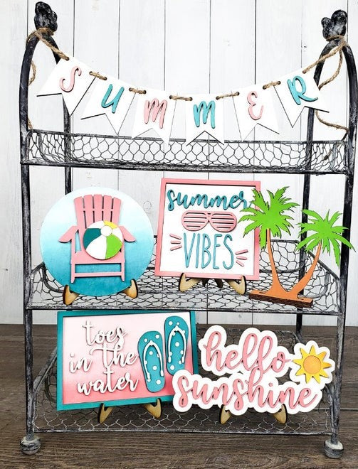 DIY Summer Vibes Tiered Tray or Shelf Decor Kit