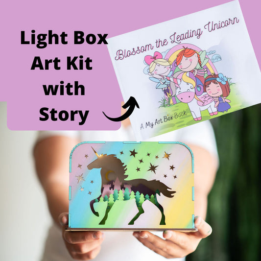 DIY Unicorn Shadow Box Light with Children's Book