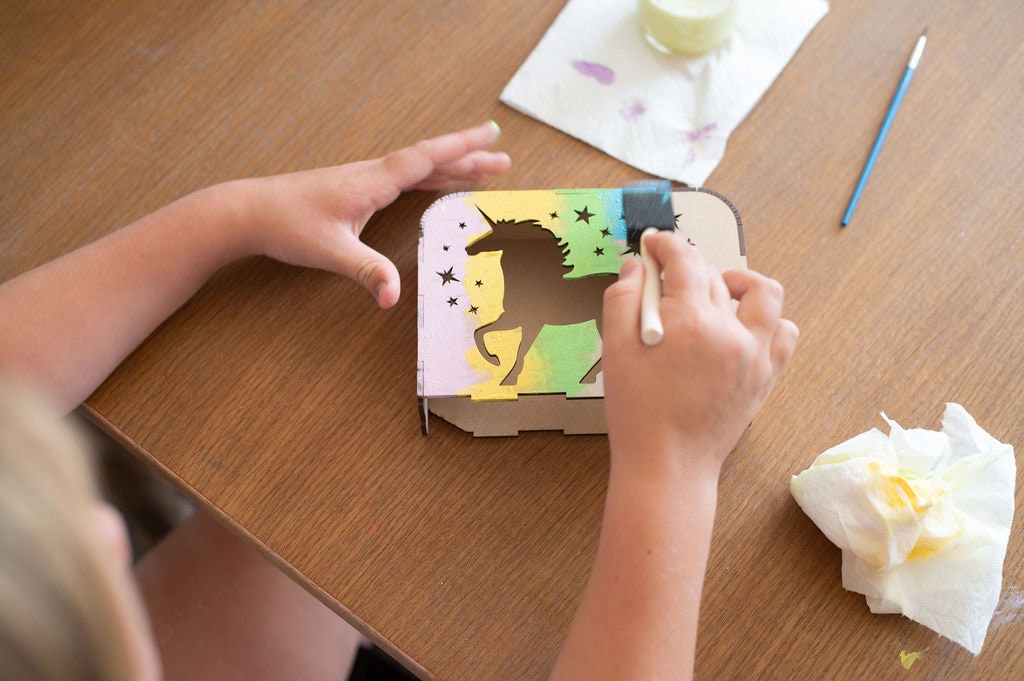 DIY Unicorn Shadow Box Light with Children's Book