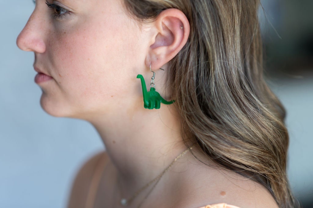 Longneck 3D Brachiosaurus, Brontosaurus Earrings