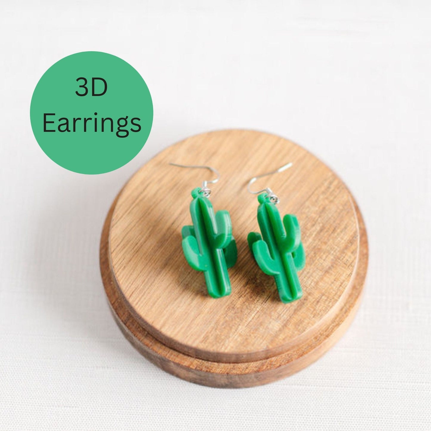3D Cactus Succulent Funny Earrings