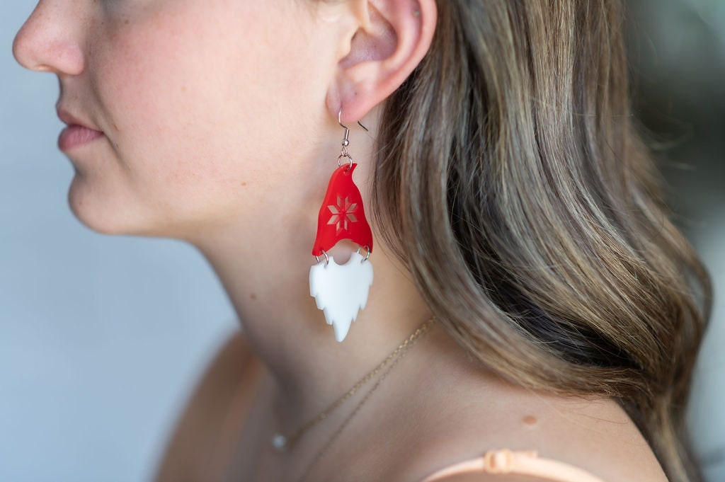 Christmas Star Hat Gnome Earrings