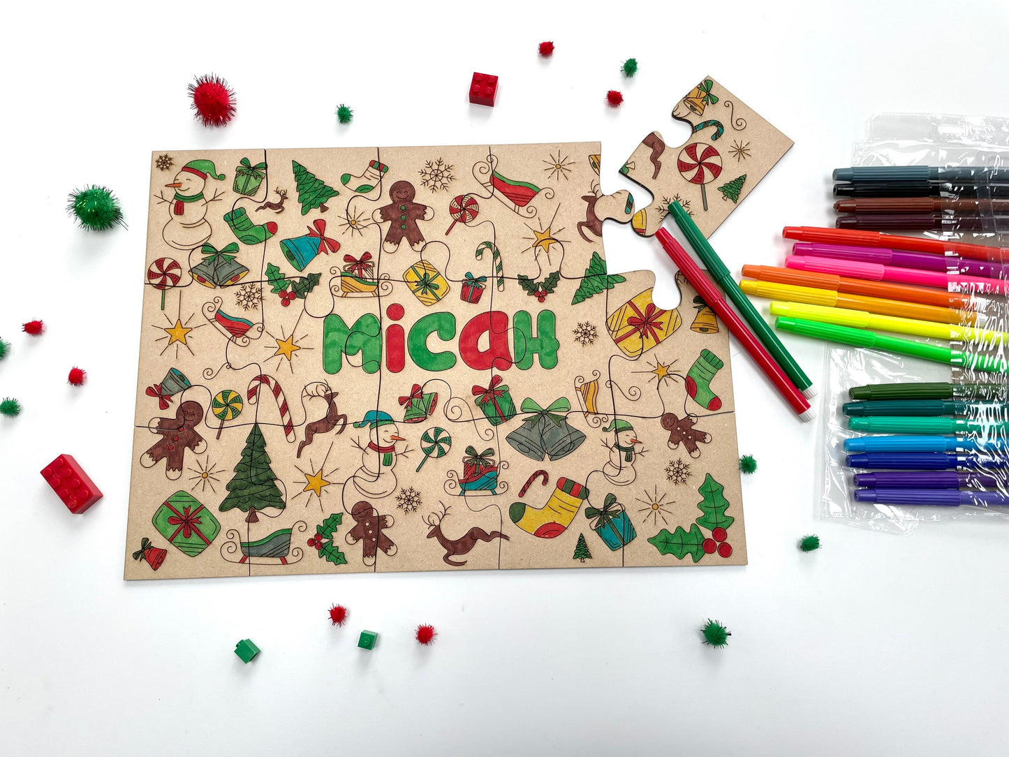 Christmas Custom Name Colouring Puzzle