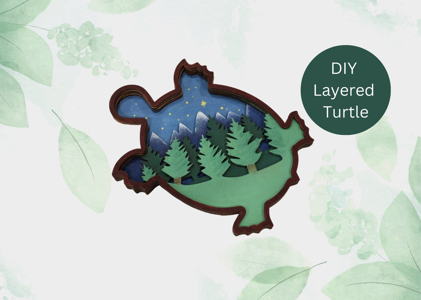 DIY Turtle Paint Kit, Wood, Ready to Paint, Make Your Own Activity, Nature Craft, Paint Party Set, Layered Wood Art, Woodland Tortoise